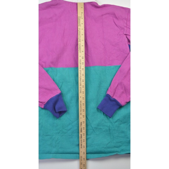 VTG Lands End Mens Colorblock Rugby Shirt Heavy Cotton Made in USA Size M - Picture 6 of 7